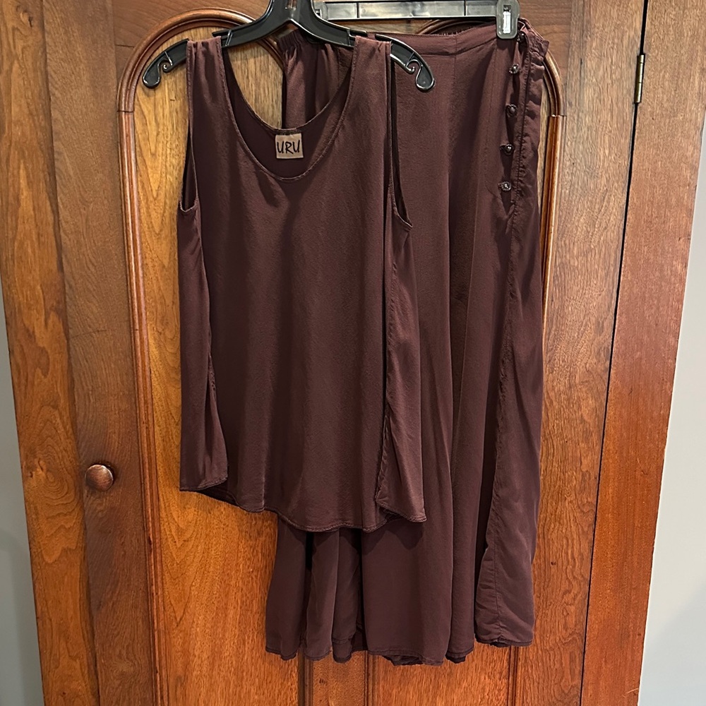 URU Women's Tank + Wide Leg Culotte in Maroon